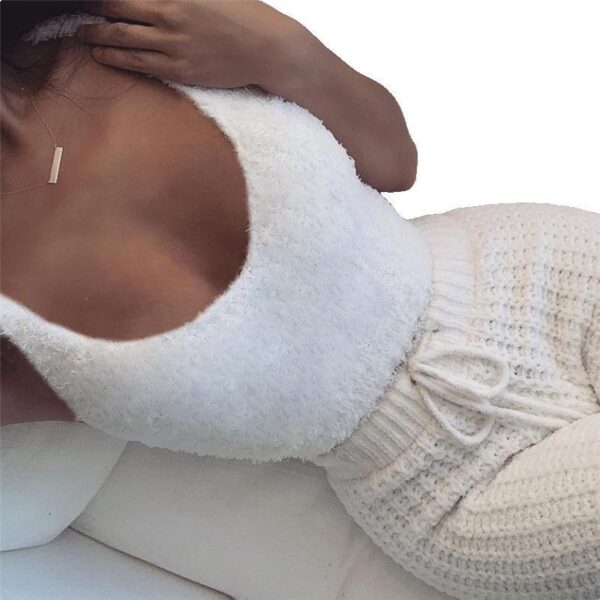 3pcs Womens Clothing Long Sleeve Crop Tank Top And Drawstring Shorts Pajama Set - Image 7